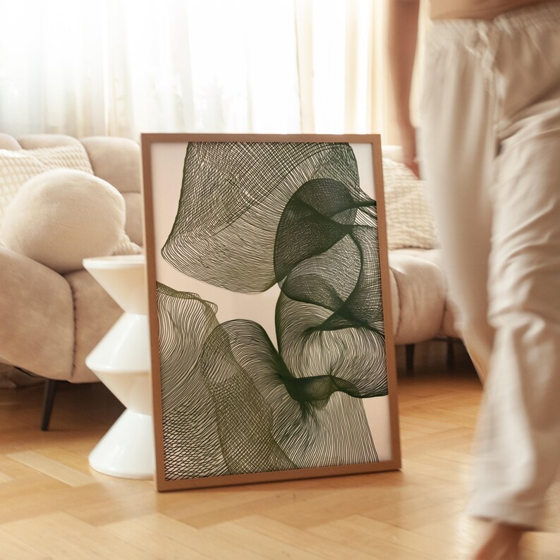 Organische moderne Wandkunst | Abstrakte botanische Linie Kunstdruck | Efeu in Blüte Bild 8