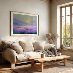 Moonlit Lavender Fields Print | Etherial Art | Peaceful Bedroom Wall Art image 5