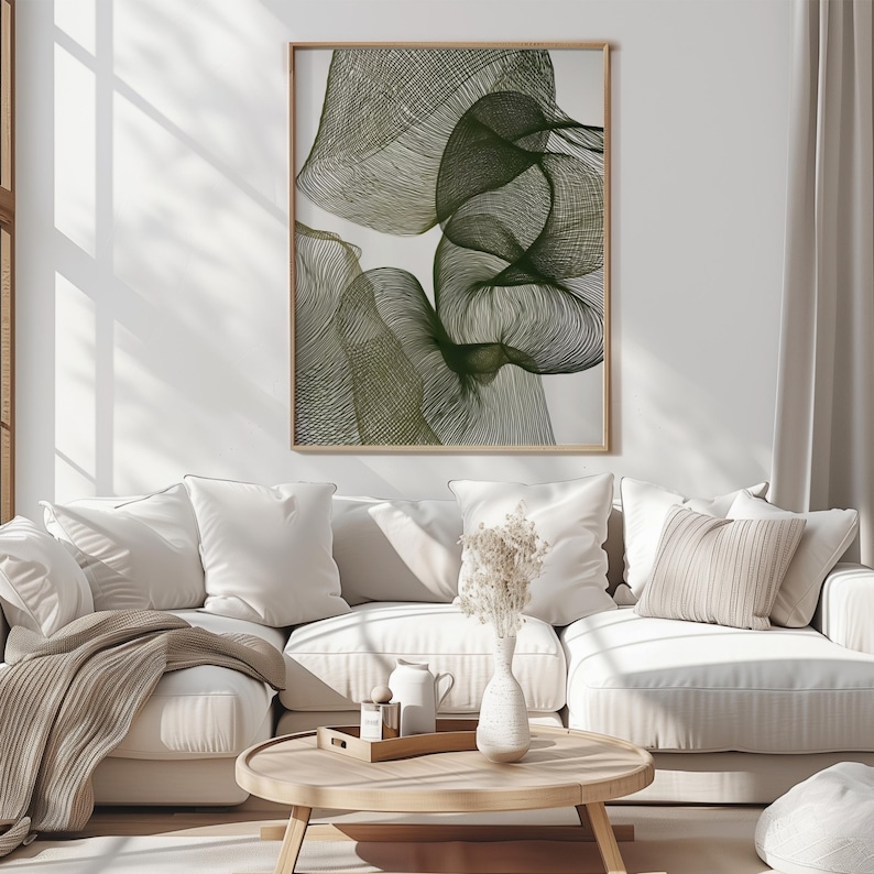 Organische moderne Wandkunst | Abstrakte botanische Linie Kunstdruck | Efeu in Blüte Bild 2
