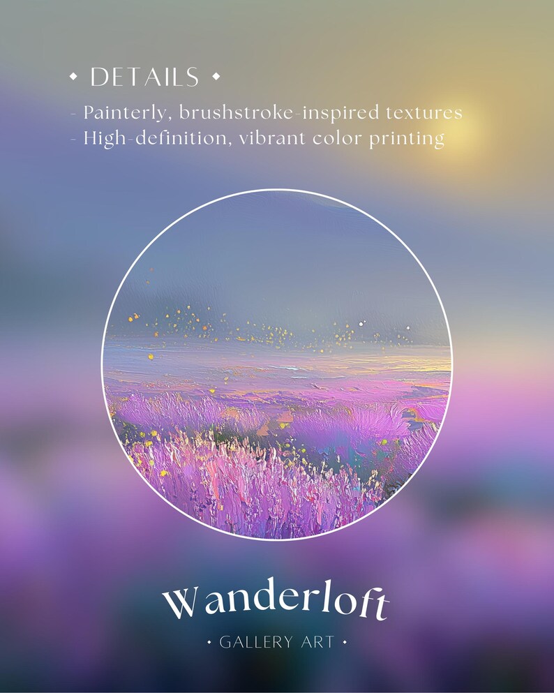 Moonlit Lavender Fields Print | Etherial Art | Peaceful Bedroom Wall Art image 8