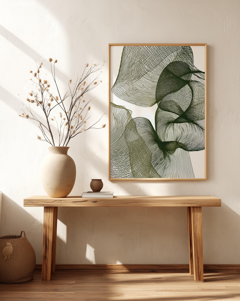 Organische moderne Wandkunst | Abstrakte botanische Linie Kunstdruck | Efeu in Blüte Bild 10