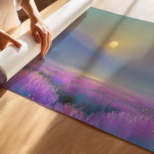 Moonlit Lavender Fields Print | Etherial Art | Peaceful Bedroom Wall Art image 9