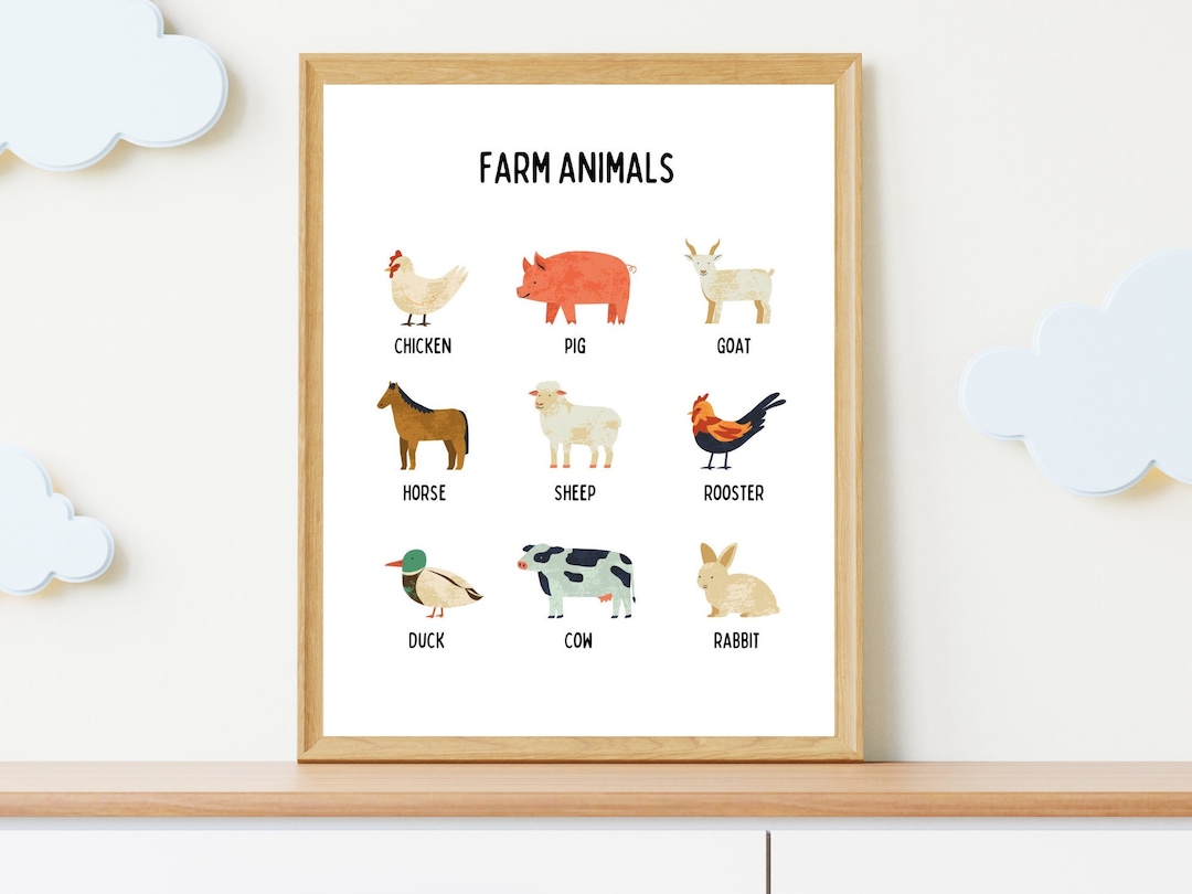 Farm Animals Nursery Print. Digital Nursery Decor. Nursery Printable ...
