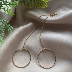 Gold Long Threader Earrings, Drop Chain Earrings, Gift for Her, Birthday Gift
