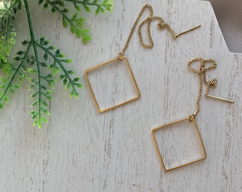 Pendientes de rosca de oro, pendientes de cadena colgante, pendientes largos, regalo para ella, regalo de cumpleaños