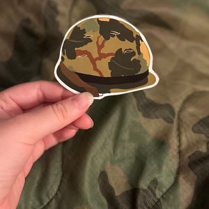 Vietnam War M1 Combat Helmet w/Mitchell Pattern Sticker