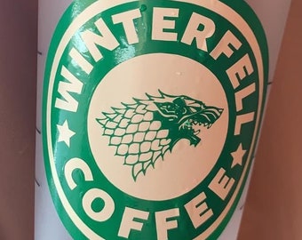 G.O.T CUP - Winterfell House Stark Coffee Cup **PERSONNALISABLE**