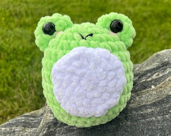 Crochet Fluffy Frog Plush