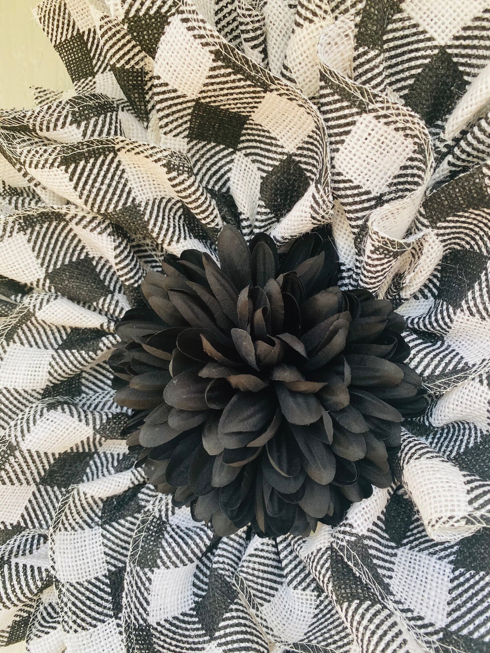 Black and white checkered flower wreath Etsy