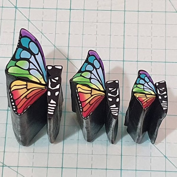 Rainbow Butterfly Wings with Body Section Canes available in Large, Medium or Small