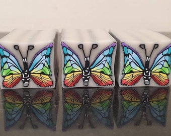 Grande canne papillon arc-en-ciel
