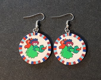 Philadelphia Phillies Baseball Philly Phanatic Baseball Earrings made with Polymer Clay