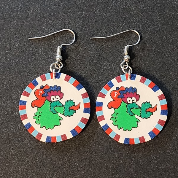 Philadelphia Phillies Baseball Philly Phanatic Baseball Earrings made with Polymer Clay