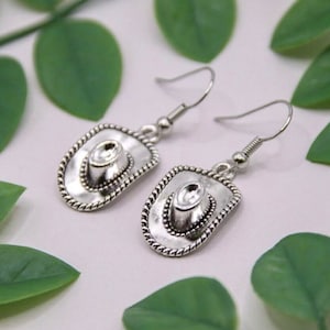 Handmade Silver Cowboy Hat Earrings | Rodeo Earrings | Cowboy Earrings | Cowgirl Earrings | Western Earrings | Western Jewelry