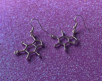 Handmade Caffeine Molecule Earrings | Coffee Earrings | Neurotransmitter Earrings | Chemistry Earrings | Psychology | Gifts for Chemist |