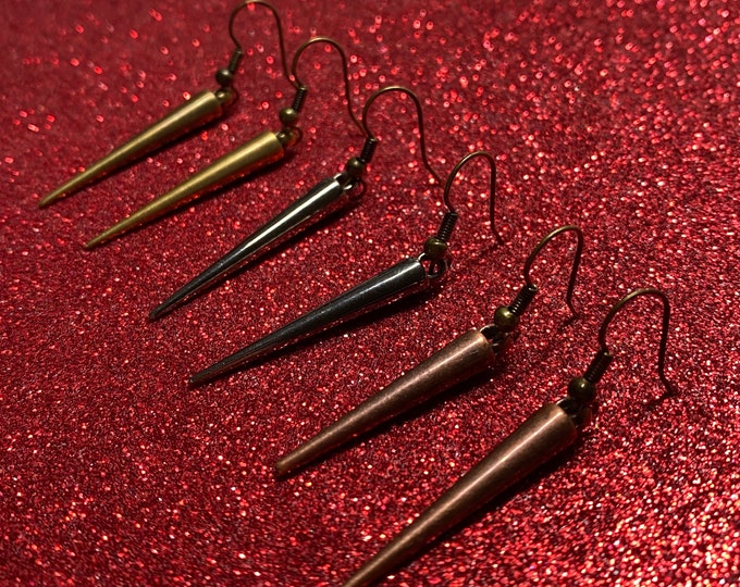 Handmade Bronze Long Spike Earrings