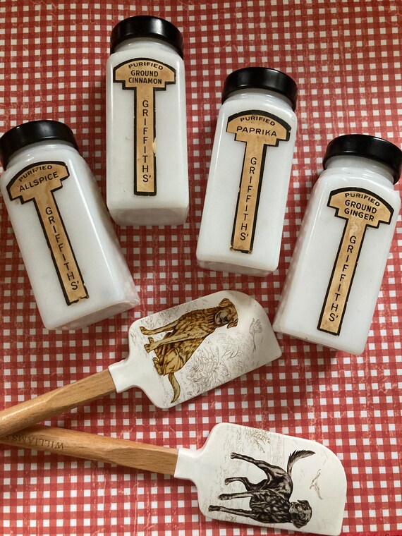 Vintage 1940/50s Griffiths Spice Milk Glass Spice Jars - Etsy