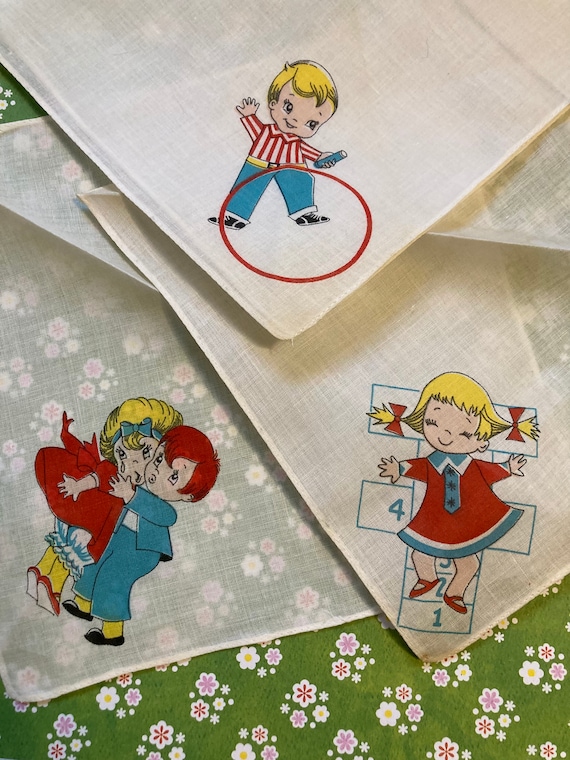 vintage 1950s linen handkerchief Gem