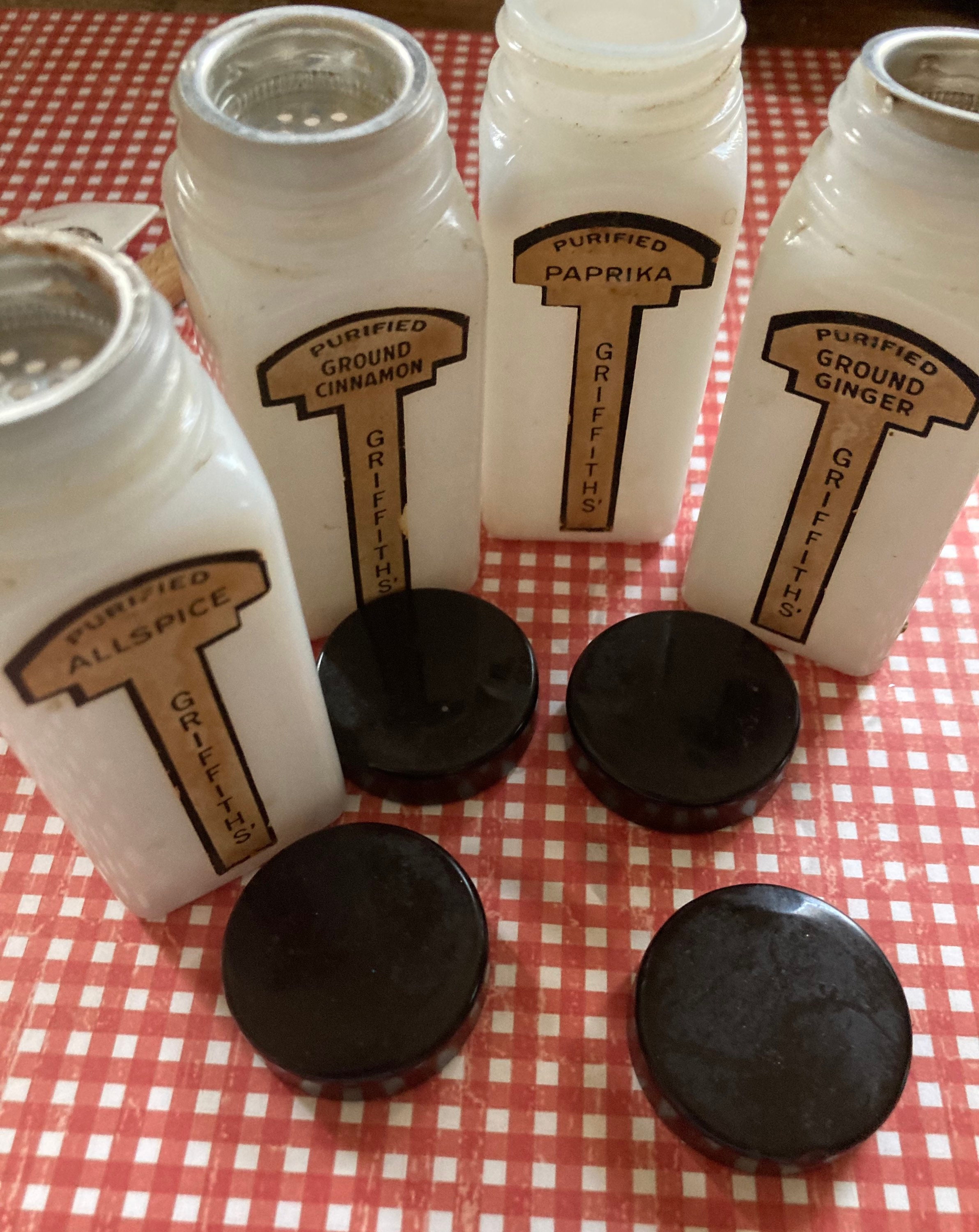 Vintage 1940/50s Griffiths Spice Milk Glass Spice Jars - Etsy