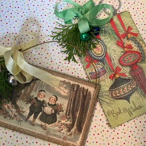 MBG Vintage Inspired Holiday Christmas Postcard Ornaments