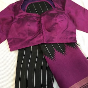 Black and wine color Tussar silk saree