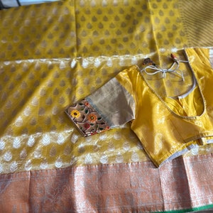 Mango yellow pure zari kota silk saree