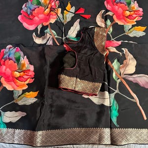 Black color munga crepe silk saree