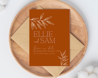 Autumn Floral Save The Date, Floral Save The Date, Autumnal Save The Date, Elegant Save The Date, Floral Wedding Save The Date