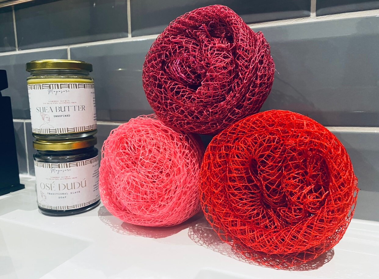 3 Stück Afrikanischer Netzschwamm – 80x30 Cm, Peeling & Körperwäscher Aus Nylon/Kohlefaser
