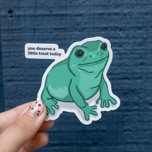 Frog Sticker - laptop sticker, cutesy, cute stickers, whimsical, illustration