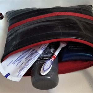 Recycled Inner tube Toiletry Bag with Cotton lining, Cycling tool holder, Makeup Bag, Shaving Case, Travel Bag, Cosmetic Bag, Dopp kit
