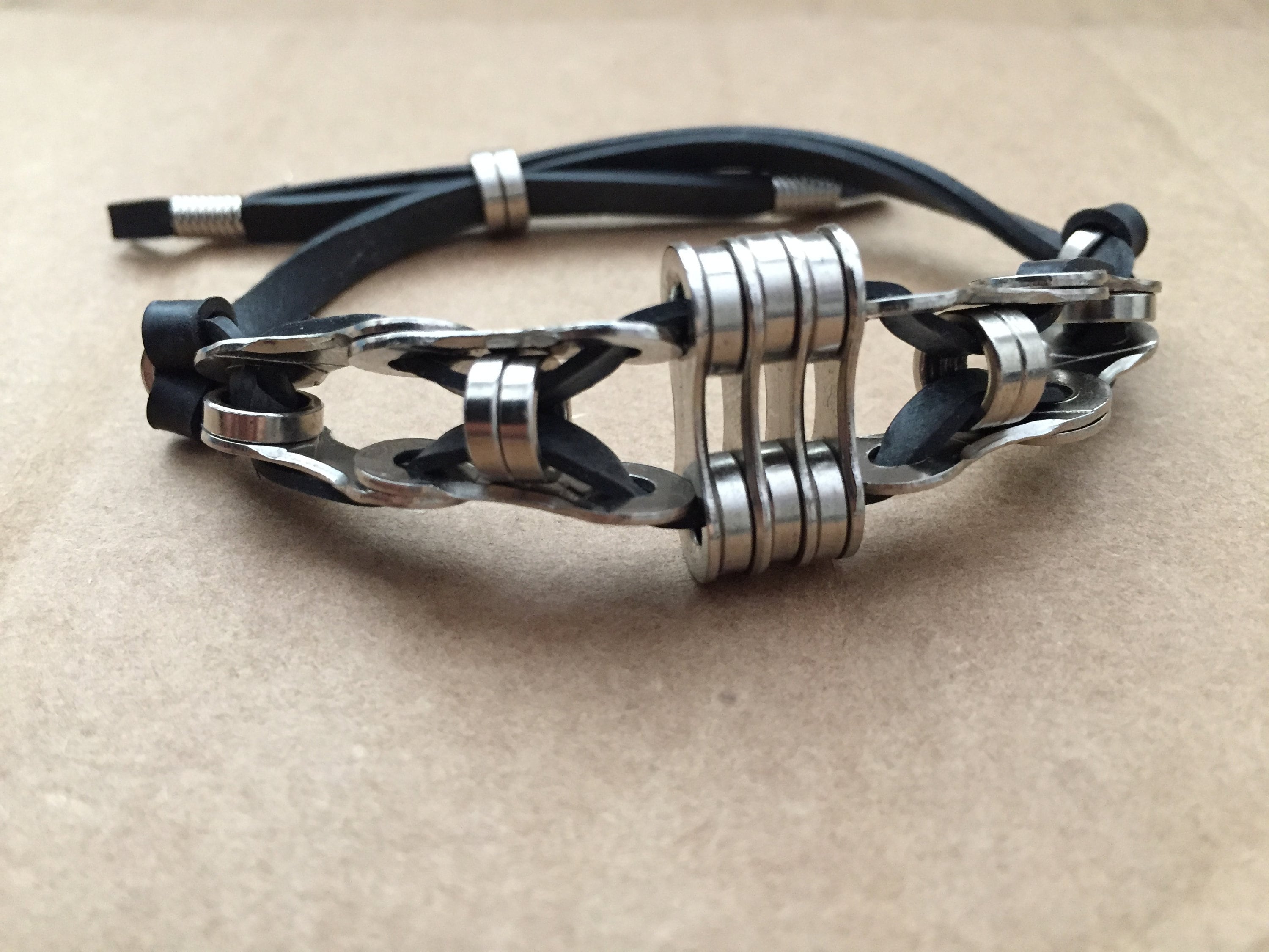 Sparkling Bicycle Chain Link & Rubber Bracelet Handcrafted Etsy UK