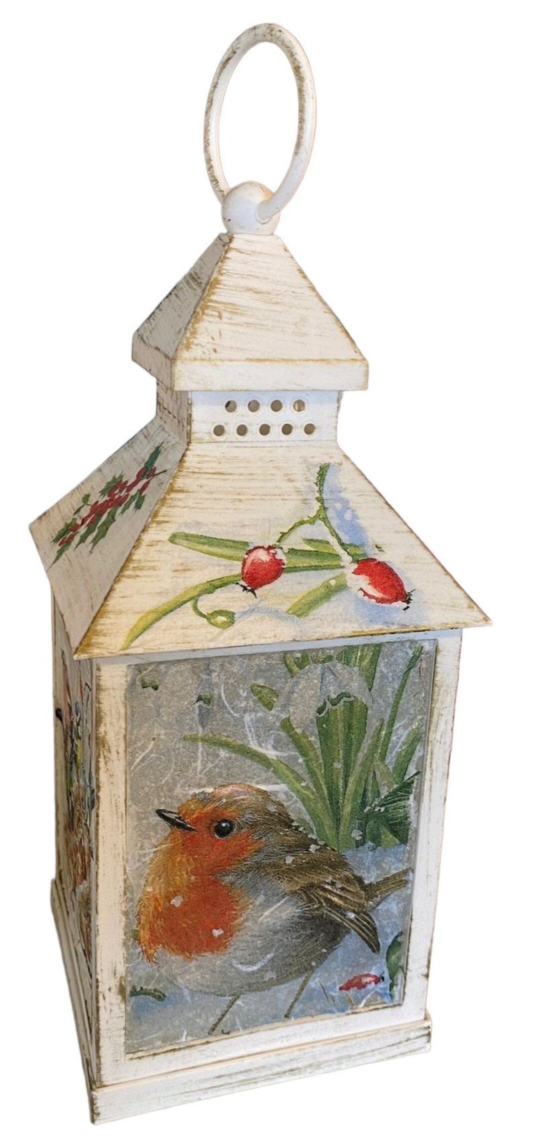 Lantern Decoupage Robin White Metal Priced Separately. With Etsy