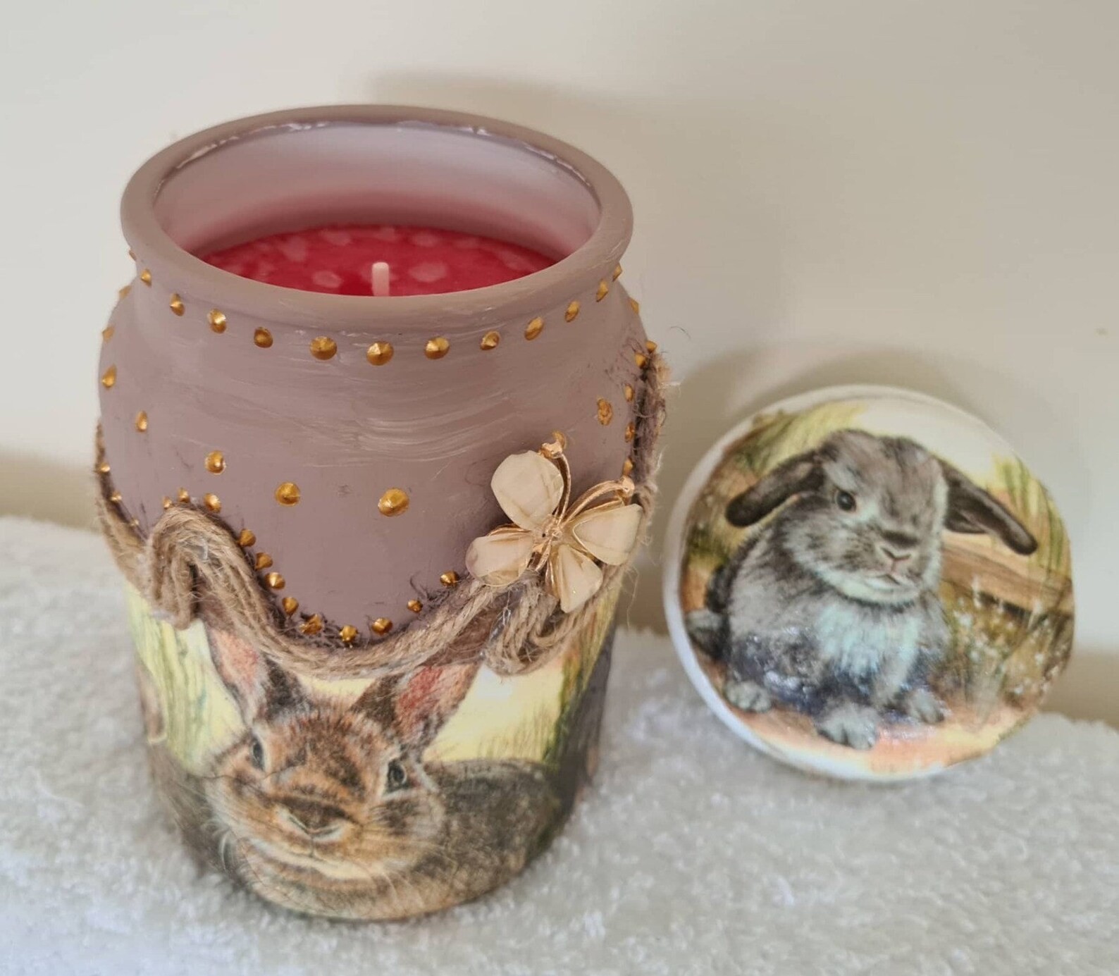 Candle Yankee Rabbit Decoupage Etsy