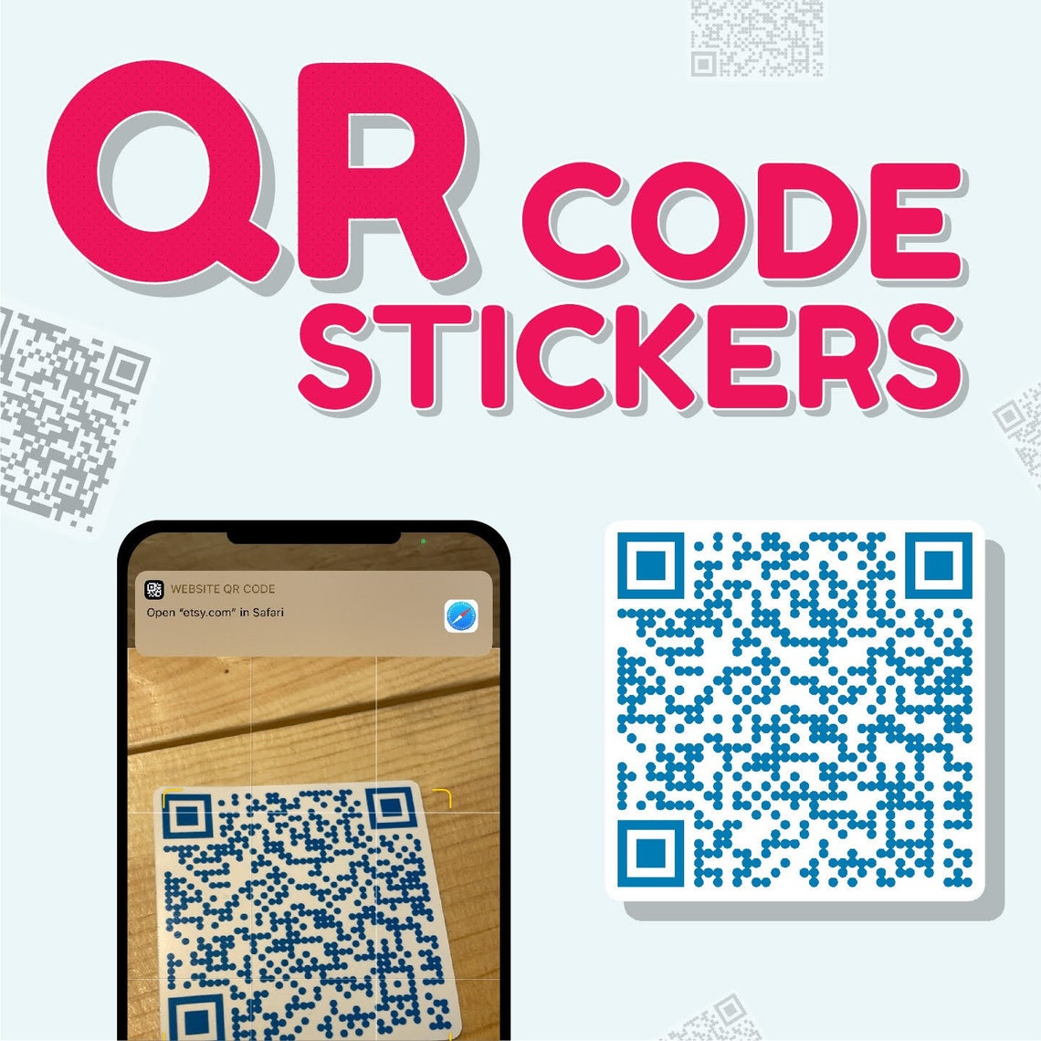 Custom QR Code Stickers Waterproof Scannable QR Stickers Etsy