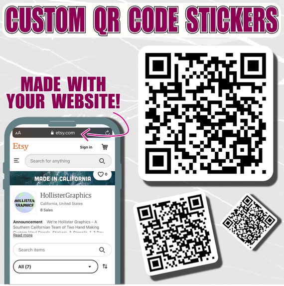 Custom QR Code Stickers Waterproof Scannable QR Stickers Etsy