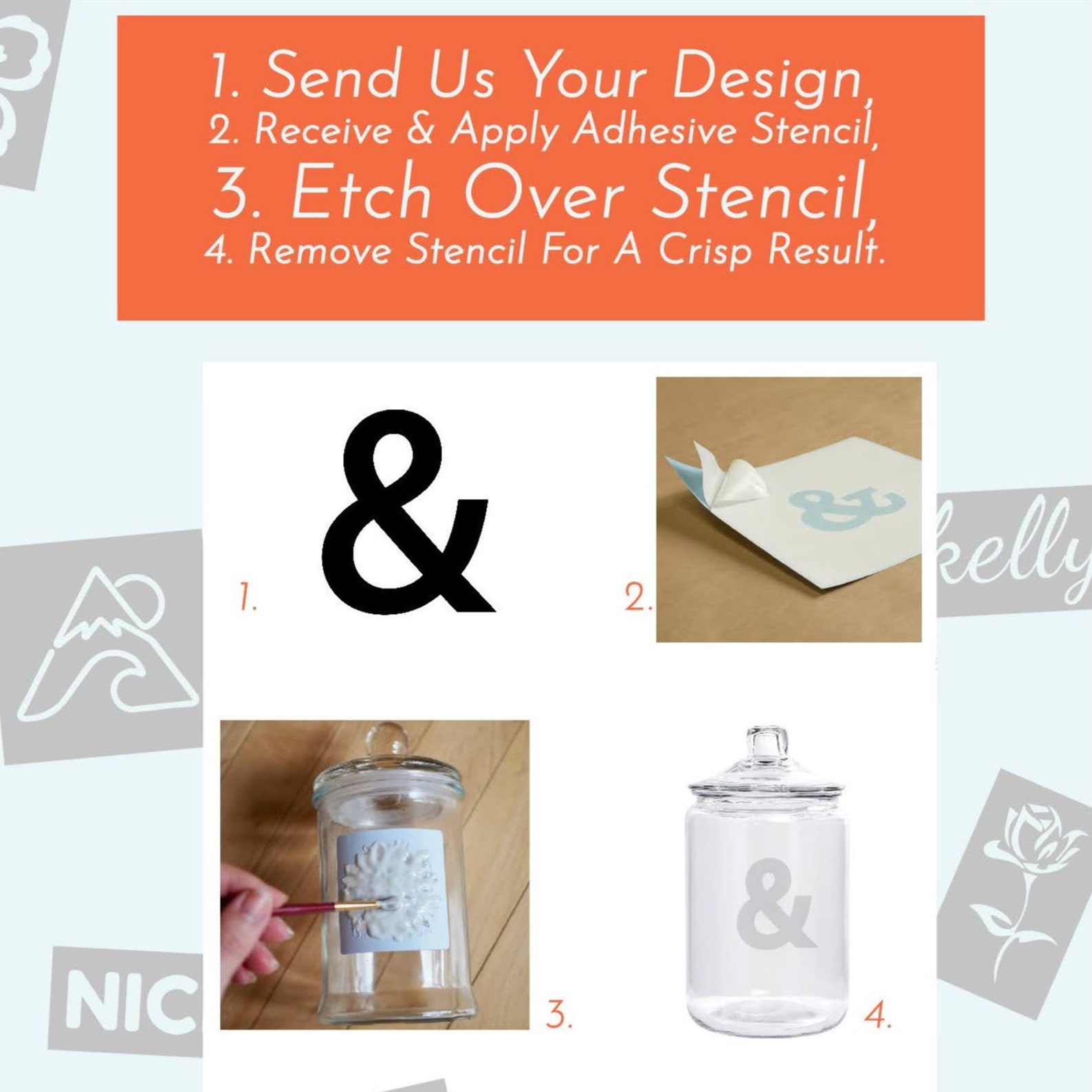 Custom Glass Etching Stencil Adhesive Vinyl Stencil For Etsy