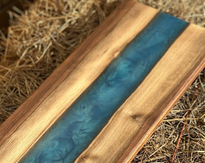 Walnut & Blue Epoxy Serving Board