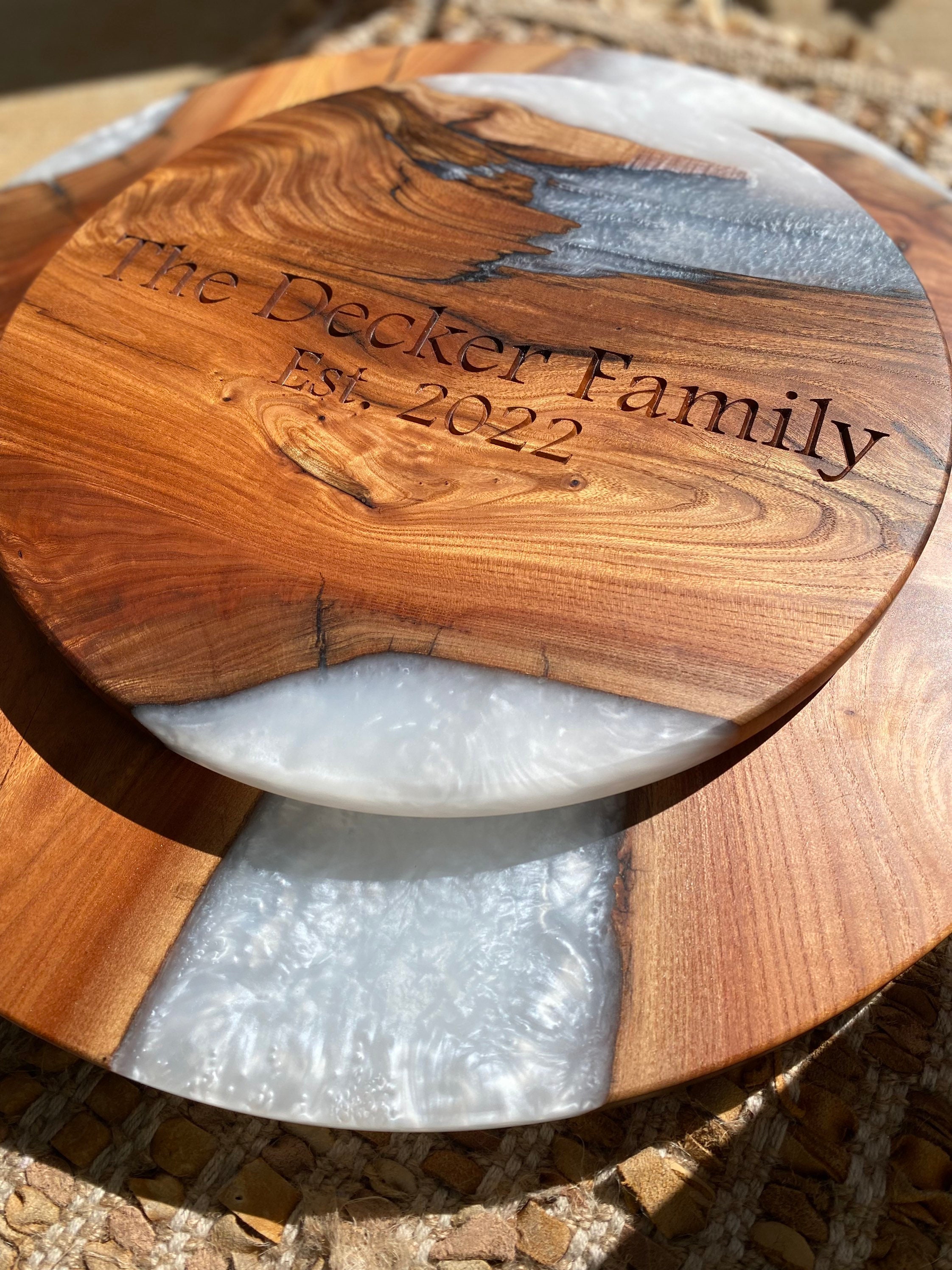 Customizable Wood & Epoxy Lazy Susan Light and Dark Wood Etsy