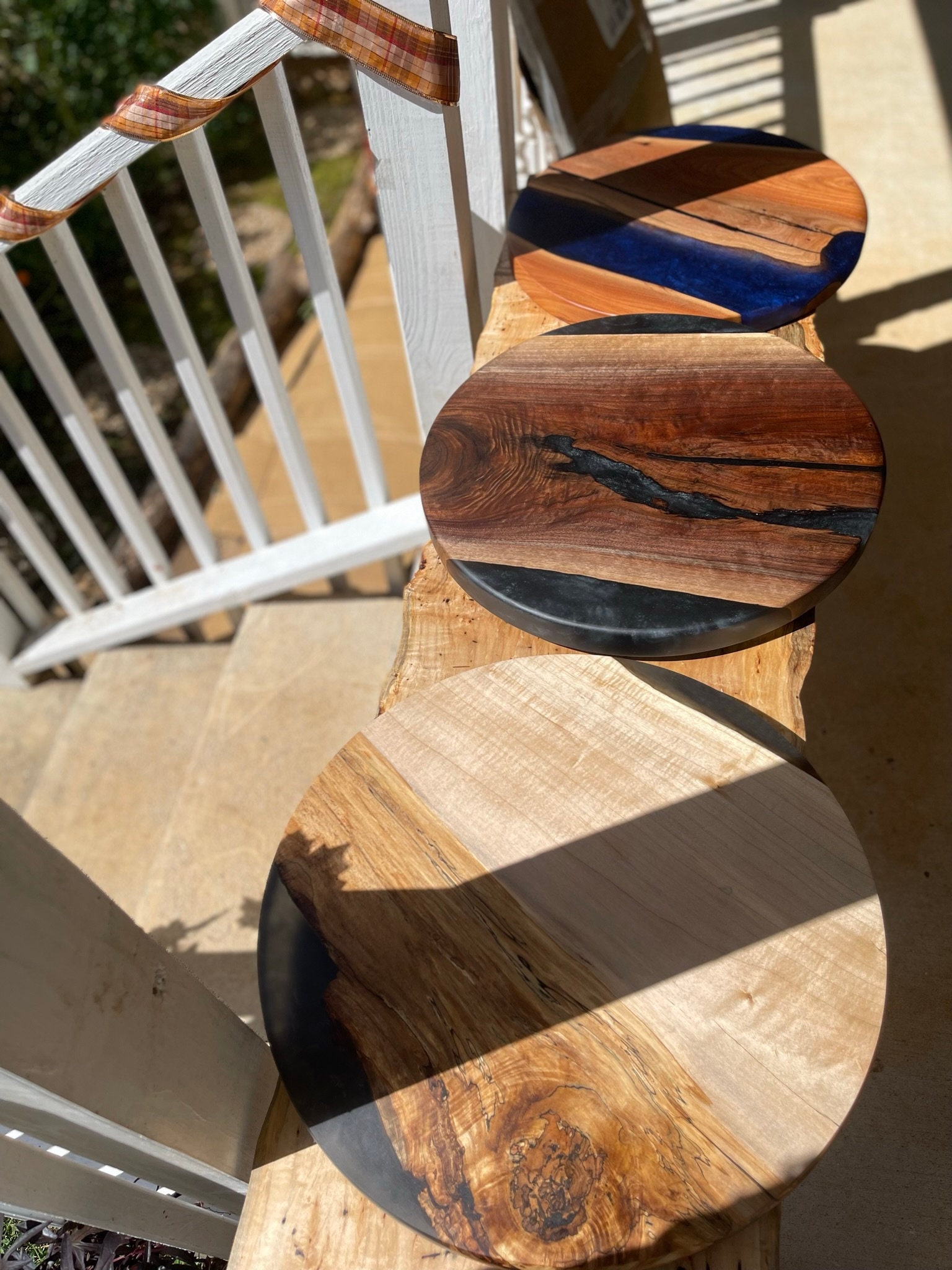 Customizable Wood & Epoxy Lazy Susan Light and Dark Wood Etsy