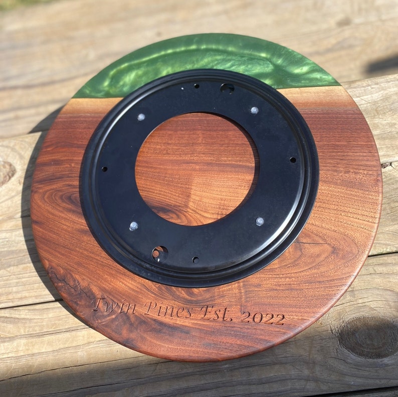 Customizable Walnut & Epoxy Lazy Susan Dark Wood Home Decor Etsy