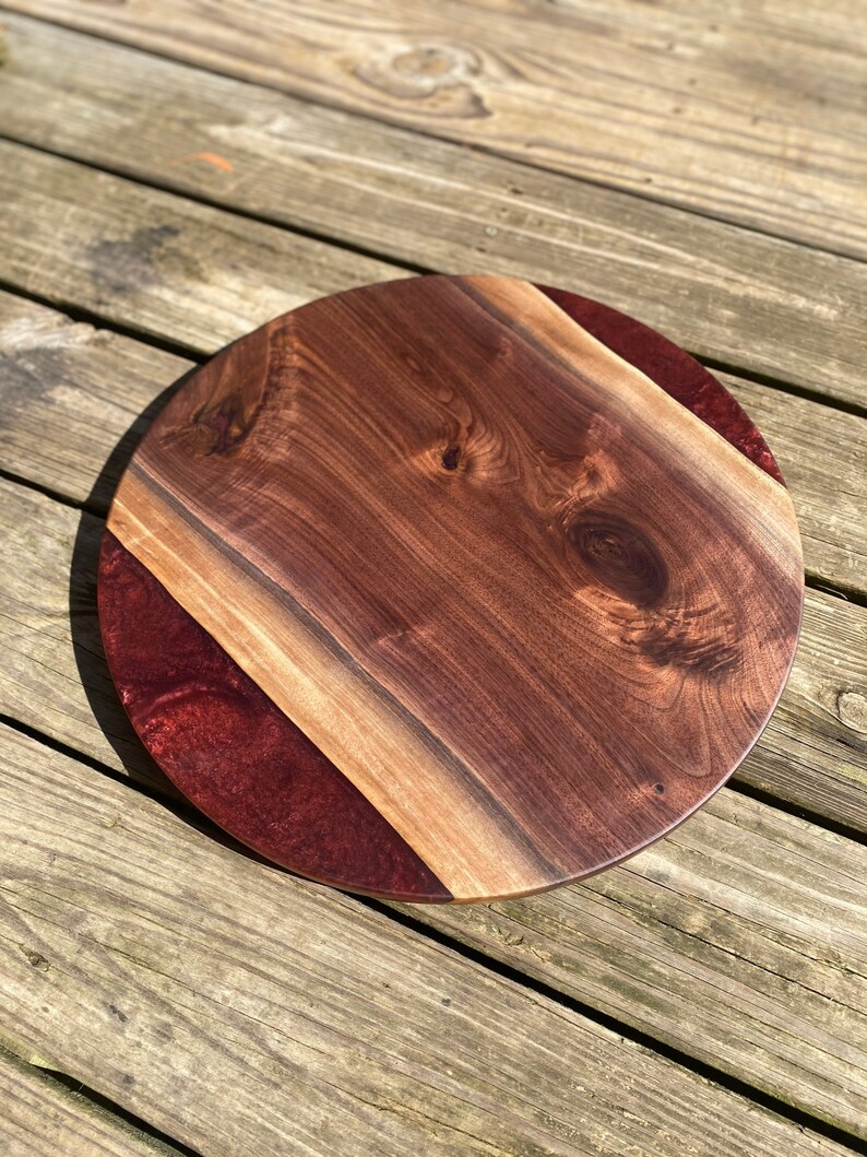Customizable Wood & Epoxy Lazy Susan Light and Dark Wood Etsy