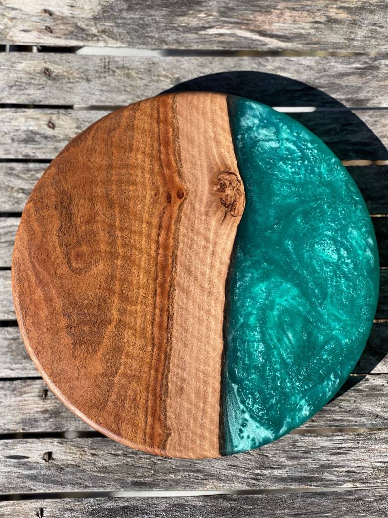 Customizable Wood & Epoxy Lazy Susan Light and Dark Wood Etsy