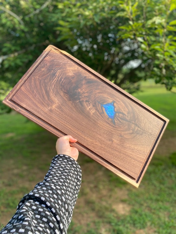 Walnut & Epoxy Cutting Boards Customizable Dark Wood Cutting Slab