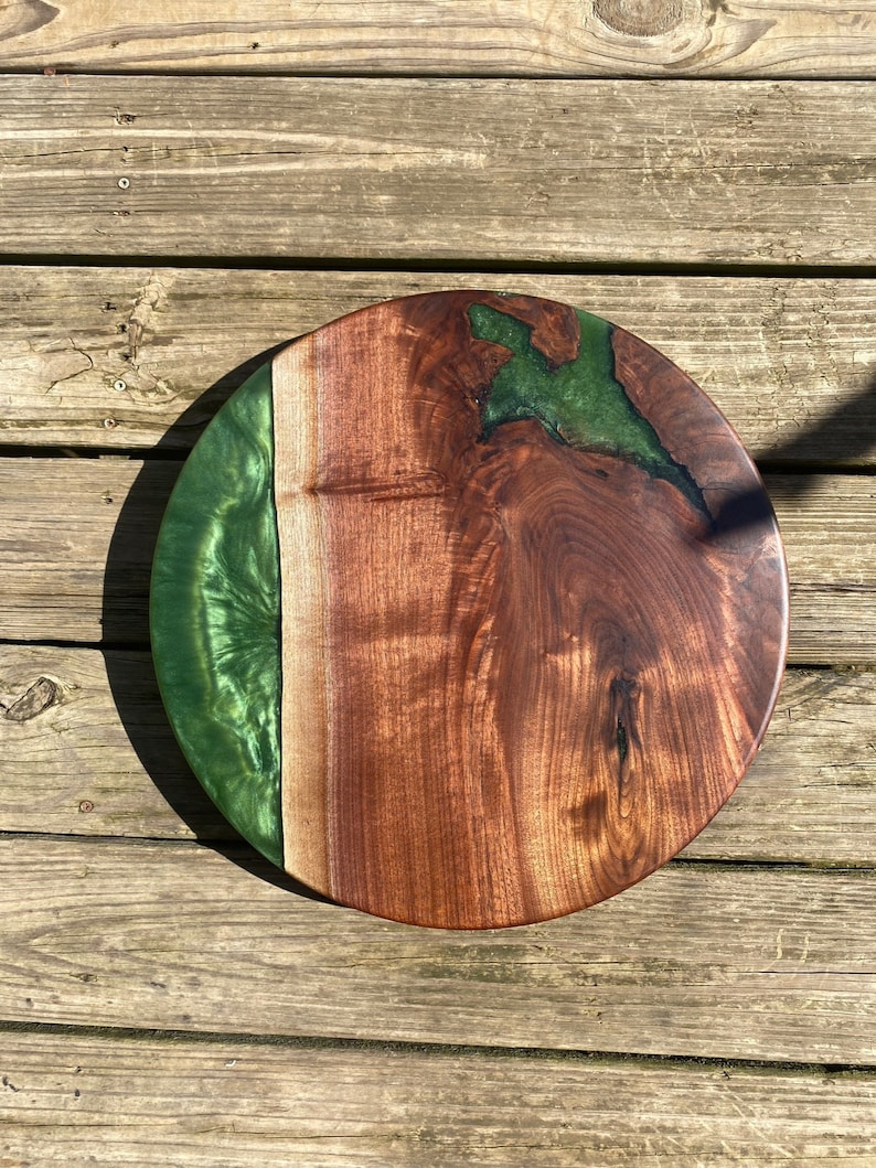 Customizable Walnut & Epoxy Lazy Susan Dark Wood Home Decor Etsy