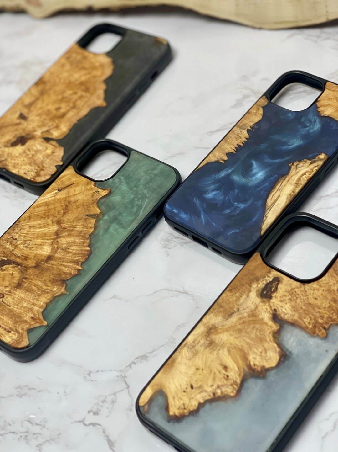 Customizable Live Edge Wood & Epoxy Phone Case Real Maple Etsy