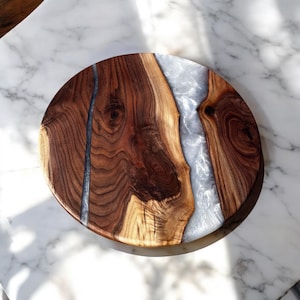 Customizable Wood & Epoxy Lazy Susan | Table Centerpiece