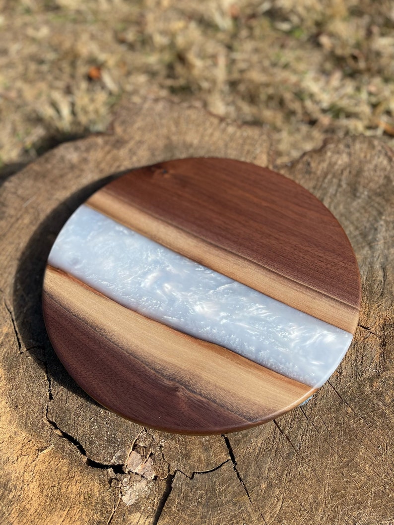 Customizable Wood & Epoxy Lazy Susan Light and Dark Wood Etsy