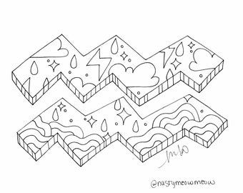 Aquarius Coloring Etsy Ireland