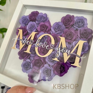 Personalized Mother's Day Gift , gifts for MOM, gifts for GRANDMA, Mothers day , heart Paper roses shadow box for mama, Mother’s Day